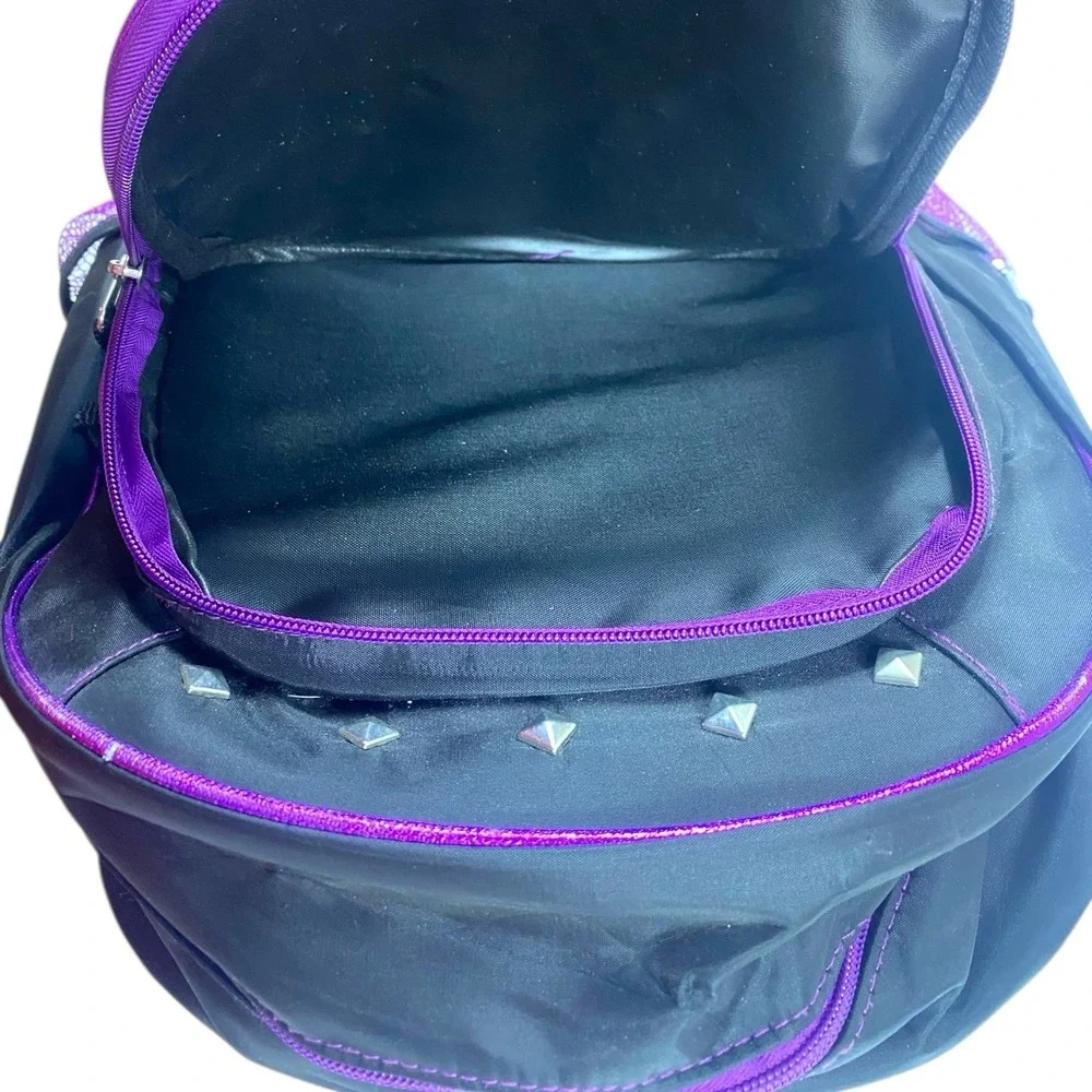 NEW W TAGS Disney Hannah Montana Backpack Girls Black‎ Purple Studded School Bag